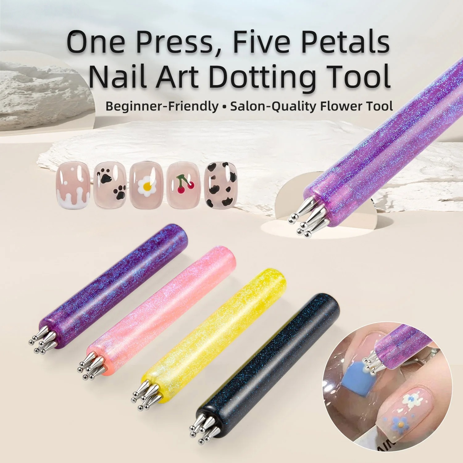 Nail Art One Stroke - 1 adet Çiçek Uçlu Tek Çizimli