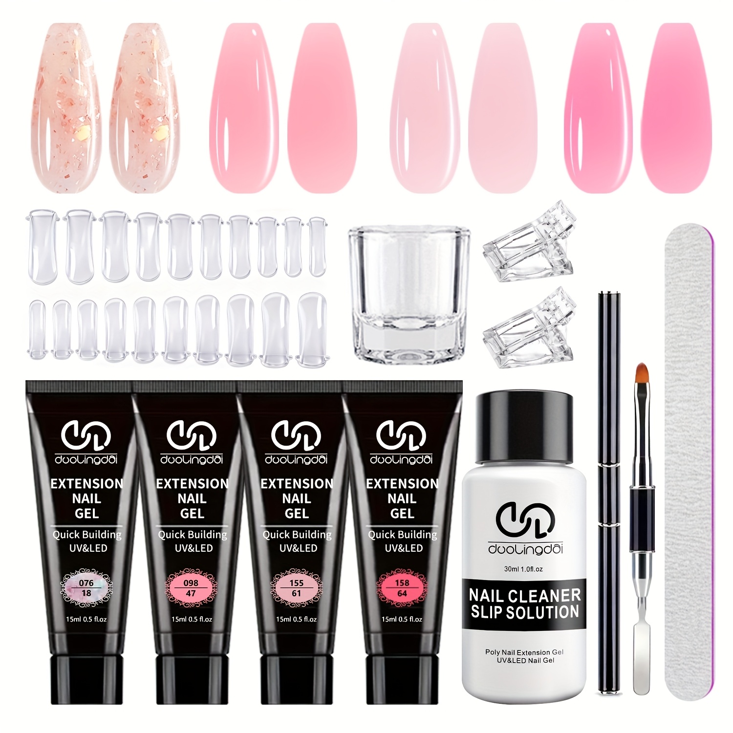 Polygel Nail Kit - 4 Renkli (Doğal Şeffaf + 3