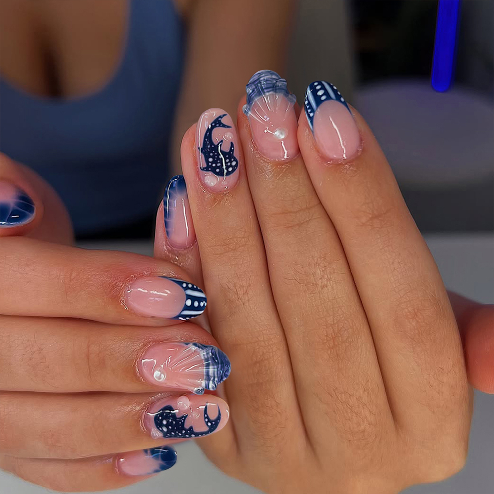 Nail Art Fake - 24 adet Badem 3d jel tırnaklar
