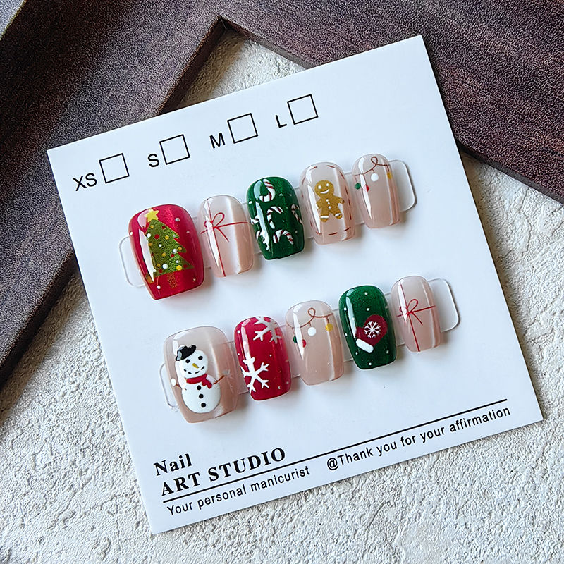 Nail Art Fake - 10 Adet Noel Yarım El Yapımı