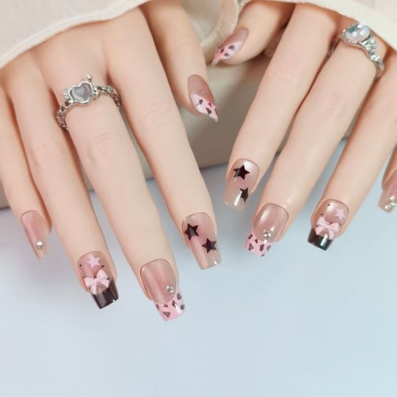 10 adet kısa kare takma tırnak - Nail Art Leopard incelemesi ve fiyatı