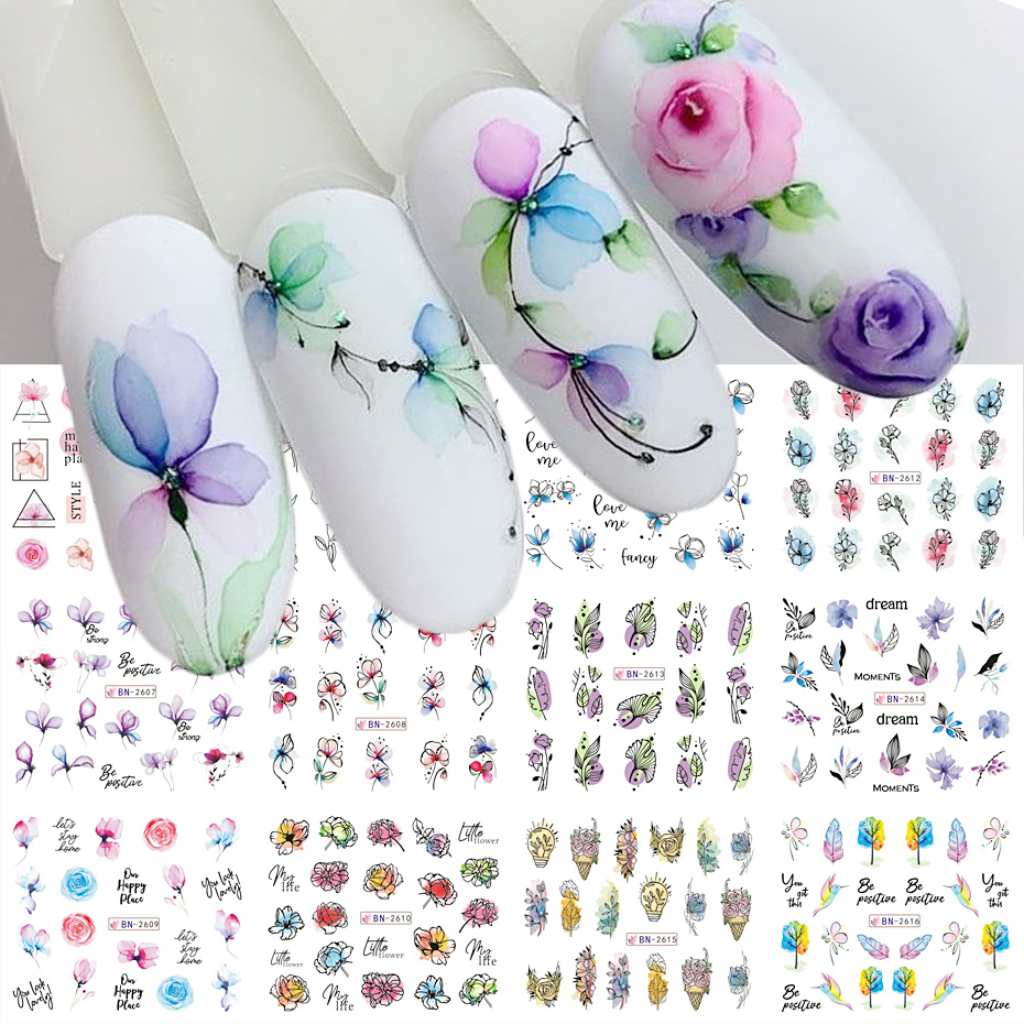 Suluboya Çiçekler Yapraklar Tı - Nail Art Leopard incelemesi ve fiyatı