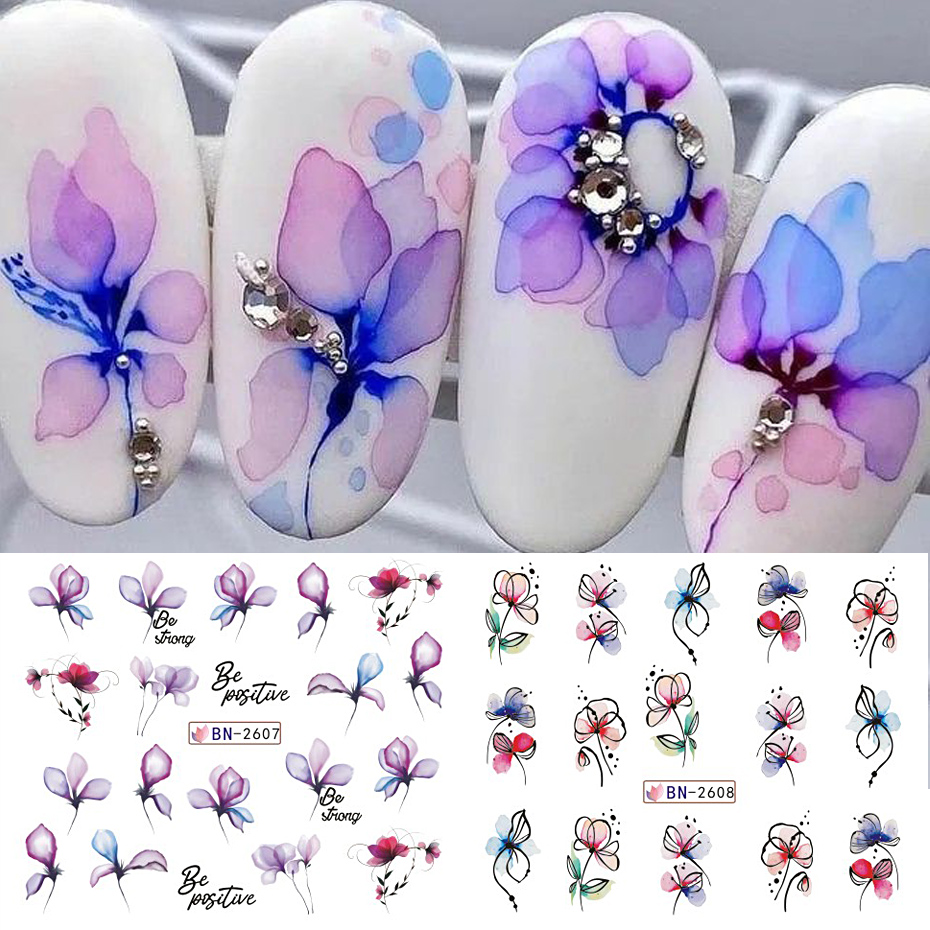 Suluboya Çiçekler Yapraklar Tı - Nail Art Leopard incelemesi ve fiyatı