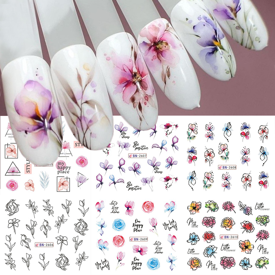 Suluboya Çiçekler Yapraklar Tı - Nail Art Leopard incelemesi ve fiyatı