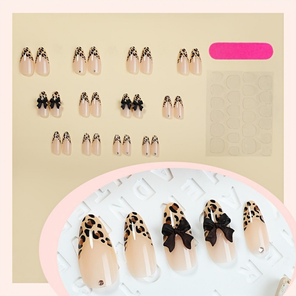 24 adet Fransız Badem Şeklinde - Nail Art Leopard incelemesi ve fiyatı